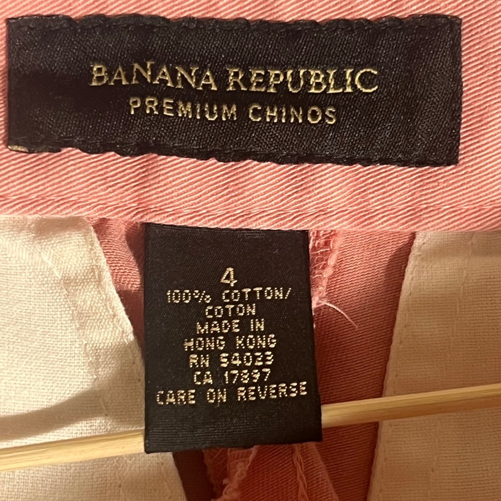 Vintage Banana Republic Premium Chinos Pink Wide Leg Cropped Cotton Pants Size 4 - Picture 6 of 15